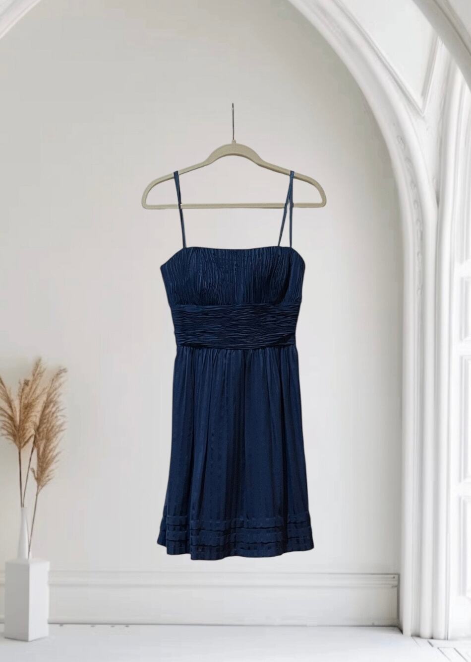 BCBG MAX AZRIA INK BLUE MARGO OFF SHOULDER COCKTAIL DRESS SIZE 6